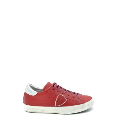 Philippe Model Women's Red Leather Sneakers
