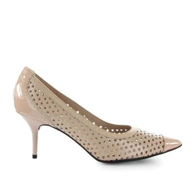 Love Moschino Womens Beige Leather Pumps In Pink