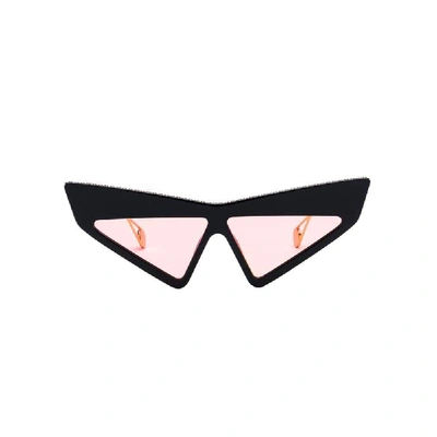 Gucci Triangle Sunglasses In Black,pink
