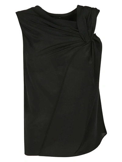 Pinko Knotted Detail Sleeveless Blouse In Black