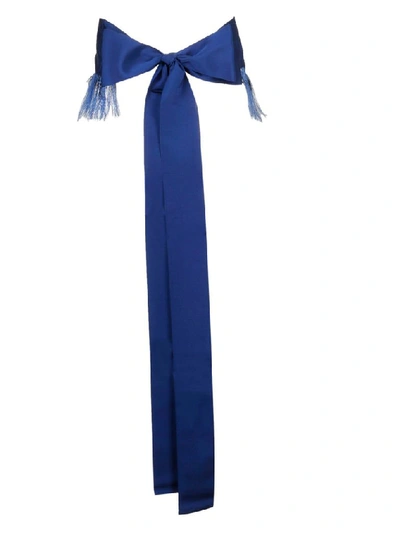 Sara Roka Tied Feathery Belt In Blue