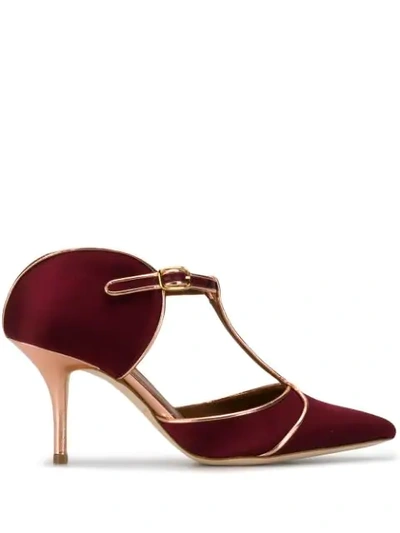 Malone Souliers Imogen T-bar Satin Mules In Red