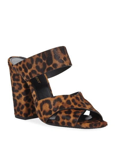 Saint Laurent Jodie Leopard-print Mule Sandals