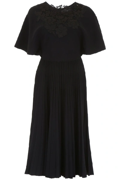 Valentino Plated Midi Dress In Black