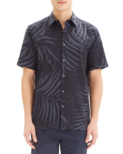 Theory Men's Menlo Saygo Palm-print Short-sleeve Sport Shirt In Eclipse Multi