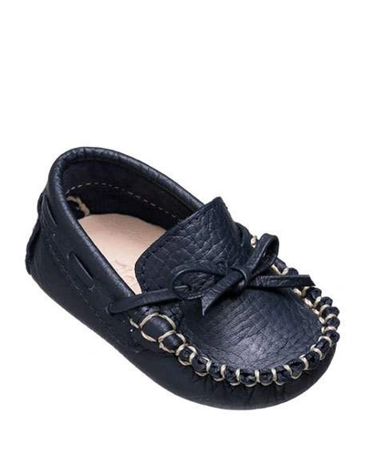 Elephantito Boy's Driver Leather Loafers, Baby In Navy