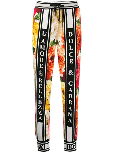 Dolce & Gabbana Floral Print Leggings In Orange