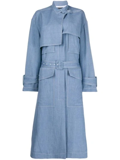 Joseph Warrick Linen, Wool And Silk Coat In Blue