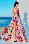 ALEX PERRY CAMILLE FLORAL CREPE GOWN,D400