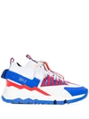 PIERRE HARDY PIERRE HARDY KEYRING-EMBELLISHED LOW-TOP SNEAKERS - WHITE/BLUE/RED