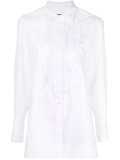 Alexa Chung Ruffled Front Bib Shirt In White