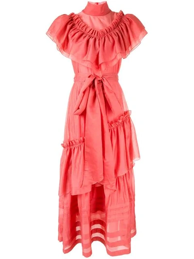 Anna October Ruffle Maxi Dress In Pink