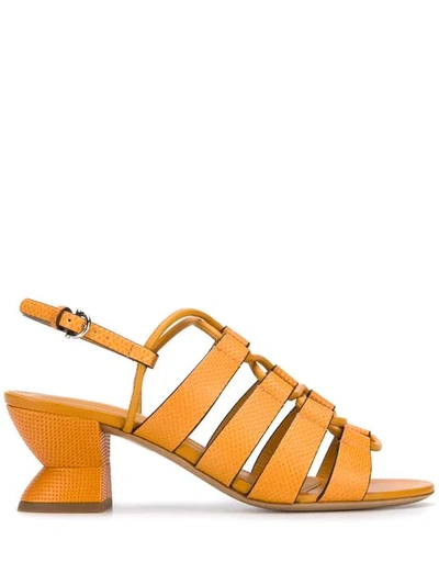 Ferragamo Structural Heel Sandals In Yellow,orange