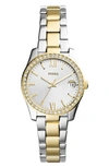 Fossil Women's Scarlette Two-tone Stainless Steel Bracelet Watch 32mm In Silver/ Gold
