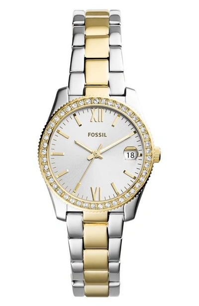 Fossil Women's Scarlette Two-tone Stainless Steel Bracelet Watch 32mm In Two Tone