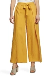 1.state Tie Front Split Seam Wide Leg Pants In Gold Sun