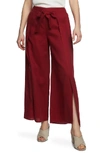 1.state Tie Front Split Seam Wide Leg Pants In Mineral Red