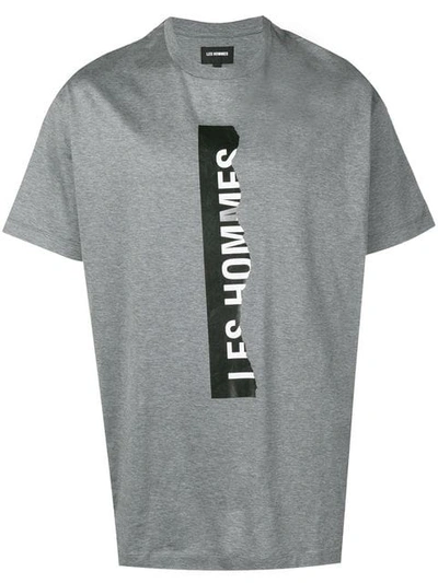 Les Hommes Ripped Logo T-shirt In Grey