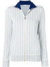 STELLA MCCARTNEY STELLA MCCARTNEY ZIP-FRONT PINSTRIPE CARDIGAN - WHITE