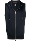 ELEVENTY ELEVENTY HOODED WAISTCOAT - BLUE