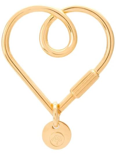 Mulberry Looped Heart Keyring In Gold