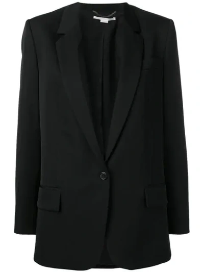 Stella Mccartney Wool Blazer With Notched Lapels And Padded Shoulders In Black