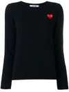 Comme Des Garçons Play Heart-appliqué Sweater In Blue