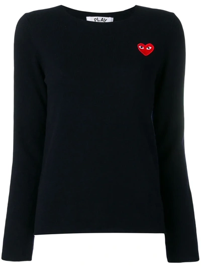Comme Des Garçons Play Heart-appliqué Sweater In Blue