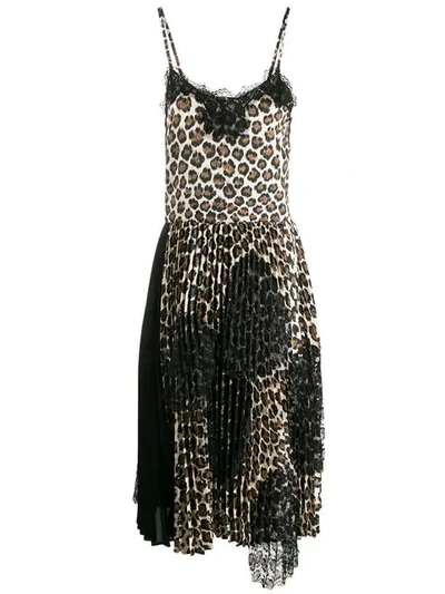 Antonio Marras Leopard Print Pleated Cami Dress - 大地色 In Neutrals
