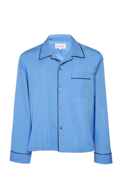 Maison Margiela Camp Collar Cotton Pyjama Shirt In Blue