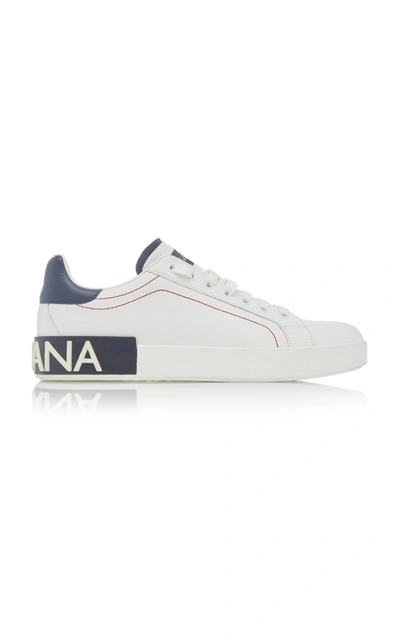 Dolce & Gabbana Women's Logo-trimmed Leather Trainers In Navy