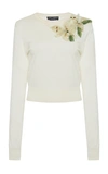 Dolce & Gabbana Lily-embellished Silk Sweater In Floral