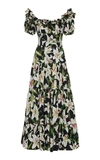 DOLCE & GABBANA OFF-THE-SHOULDER FLORAL-PRINT COTTON-VOILE MAXI DRESS,717581