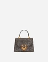 DOLCE & GABBANA SMALL DEVOTION BAG IN MORDORE NAPPA LEATHER WITH RHINESTONE DETAILING