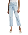 Re/done '90s Distressed Straight Leg Jeans In Light Blue