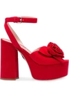 Miu Miu Sandalen Mit Rosenapplikationen In Red