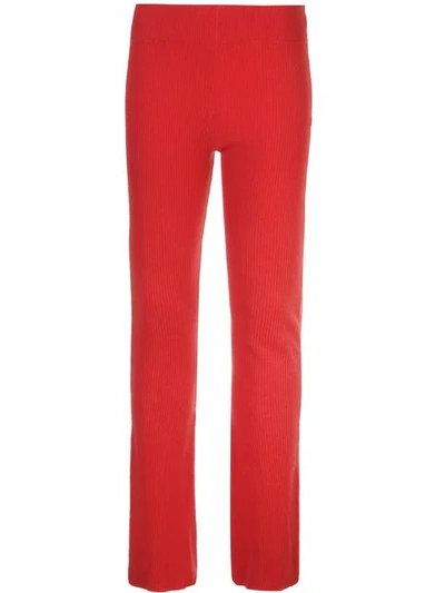 Alexandra Golovanoff Red Women's Ribbed Knit Trousers