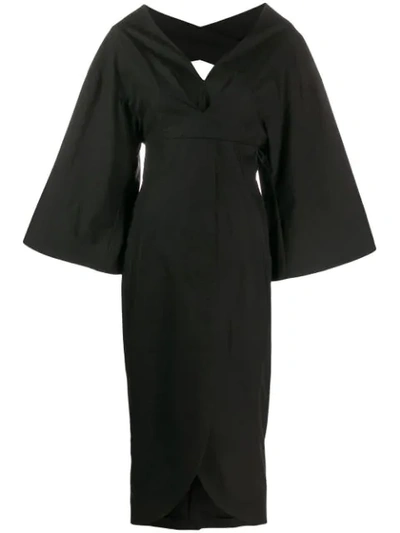 A.w.a.k.e. Mode V-neck Shirt Dress - 黑色 In Black