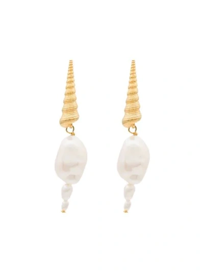 Anni Lu Turret Shell 18kt Gold-plated Drop Earrings In White