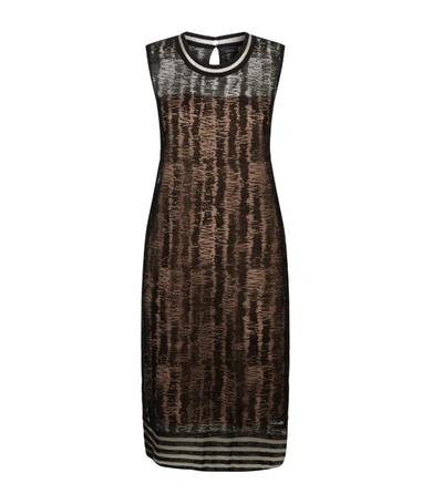 Akris Sleeveless Scribble Linen-silk Knit Dress In Black