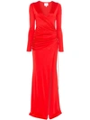 GALVAN ALLEGRA RUCHED WAIST LONG DRESS