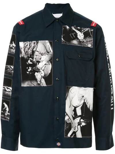 Takahiromiyashita The Soloist Black Dickies Edition Charles Peterson Patch Shirt In Blue