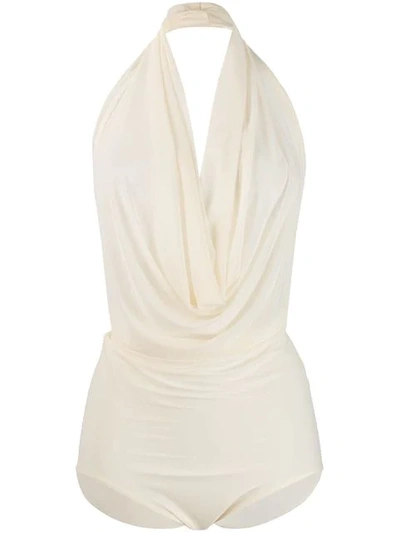 A.w.a.k.e. Draped Swimsuit In Neutrals