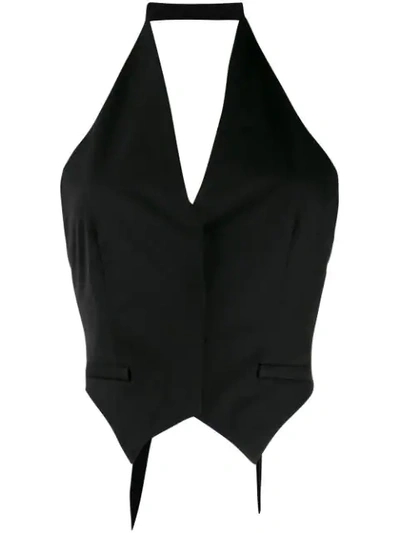 A.w.a.k.e. Mode Halterneck Waistcoat Top - 黑色 In Black