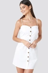 MILENA KARL X NA-KD STRAP MINI COTTON DRESS - WHITE