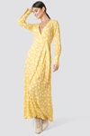 MILENA KARL X NA-KD DEEP V-NECK MAXI DRESS - YELLOW