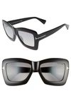 TOM FORD HUTTON 55MM RECTANGULAR SUNGLASSES - BLACK/ SMOKE MIRROR,FT0664W5501C