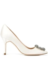 Manolo Blahnik Hangisi 90mm Satin Pumps In Neutrals