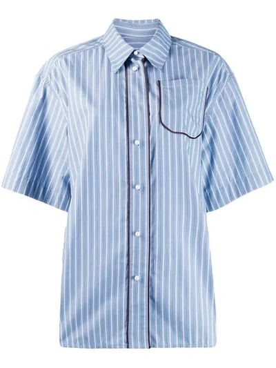 Walk Of Shame Contrast Piping Striped Shirt - 蓝色 In Blue