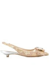 ANNA BAIGUERA ANNA BAIGUERA EMBROIDERED SLINGBACK SANDALS - NEUTRALS